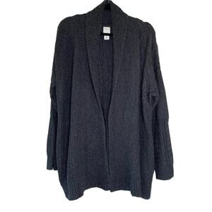 Joie Gray Cable Knit Open Front Chunky Cardigan Large
